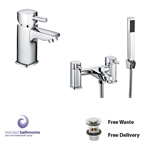 Tap Set Albany - Mono Basin Mixer, Bath Shower Mixer - Free Waste