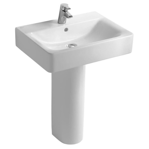 Ideal Standard Concept Cube Washbasin 55cm 1 Tap Hole With Full Pedestal
