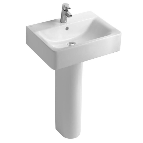 Ideal Standard Concept Cube Washbasin 50cm 1 Tap Hole With Full Pedestal