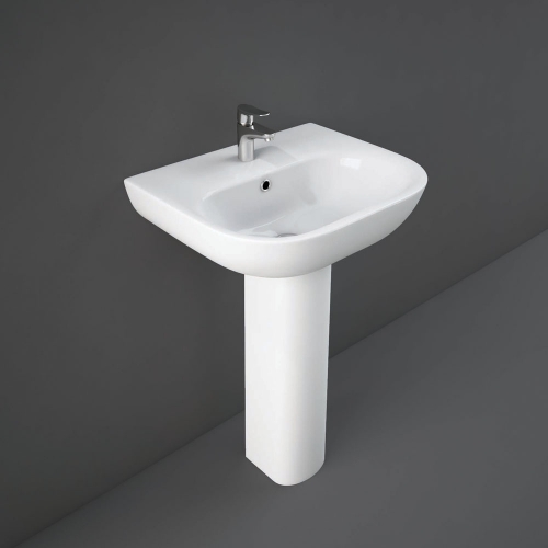 Rak Tonique Basin 55cm 1 Tap Hole With Full Pedestal