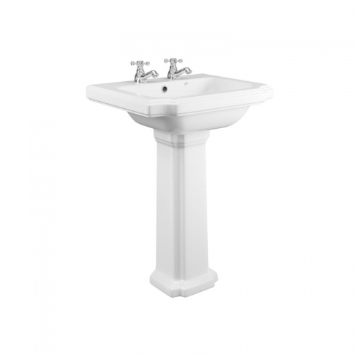 Synergy Henbury 600mm 2 Tap Hole Basin & Full Pedestal