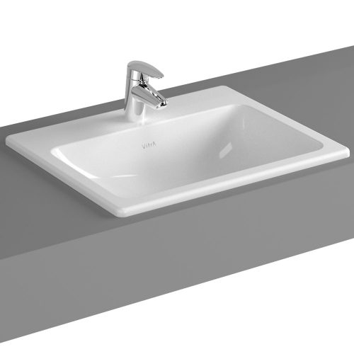 Vitra S20 Countertop Washbasin Square 55cm 1 Tap Hole 5465B003-0001