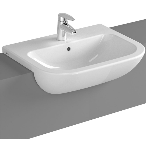 Vitra S20 Semi-Recessed Washbasin 55cm 2 Tap Hole 5524B003-0022