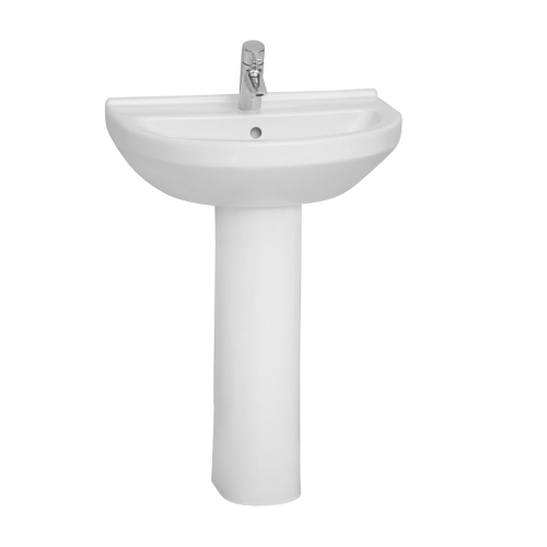 Vitra S50 Washbasin Round 60cm 1 Tap Hole And Full Pedestal