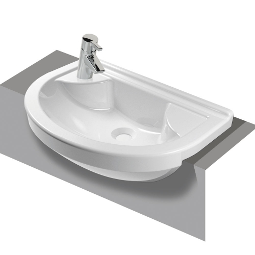 Vitra S50 Washbasin Left Hand Semi Recessed Compact 55cm 1 Tap Hole 5597B003-0028