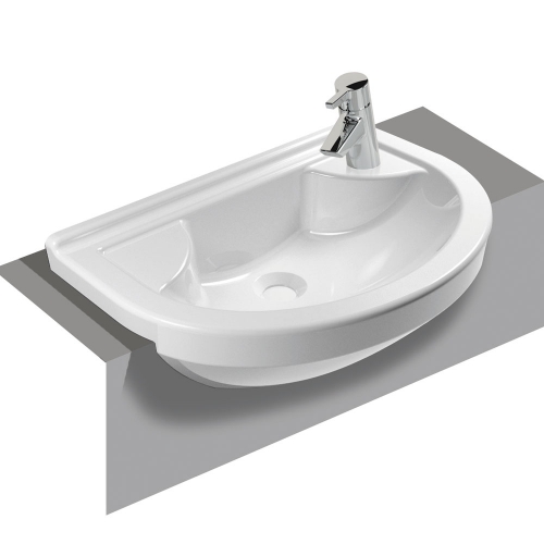 Vitra S50 Washbasin Right Hand Compact Semi-Recessed 55cm 1 Tap Hole 5597B003-0029