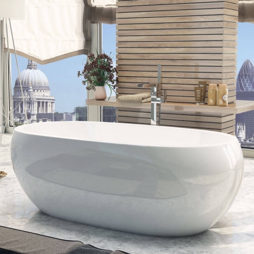 Synergy Pebble Modern Double Ended Bath 1660 x 850 x 610mm