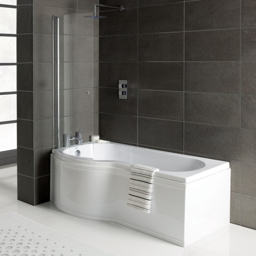 P Shape Shower Bath, Front Panel & Screen