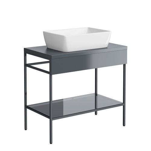 Synergy Berg Grey 800mm Floor Standing Furniture Unit & Countertop Basin