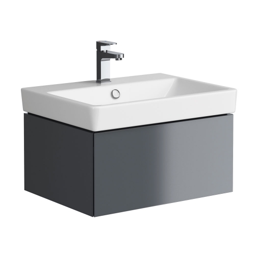Synergy Berg Grey 600mm Wall Mounted Vanity Unit and Basin