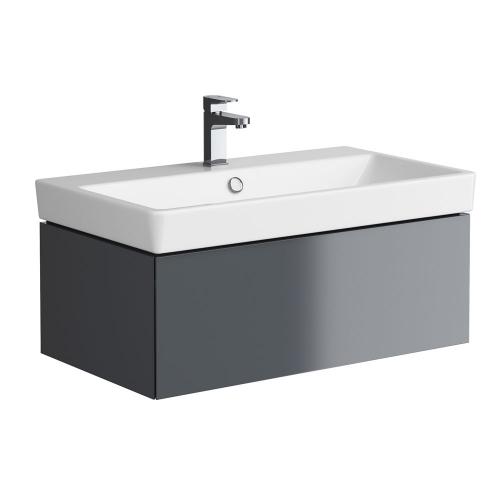Synergy Berg Grey 800mm Wall Mounted Vanity Unit and Basin