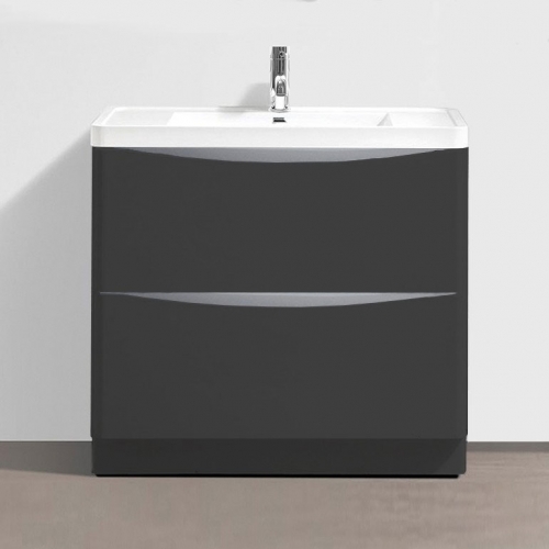 Synergy Kiev Grey Matt 900mm Floor Mounted Vanity Unit and Basin