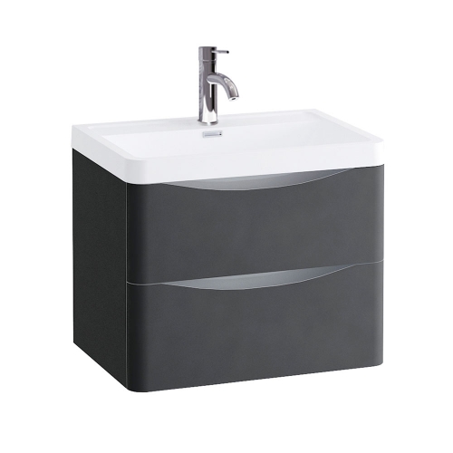 Synergy Kiev Grey Matt 600mm Wall Mounted Vanity Unit and Basin