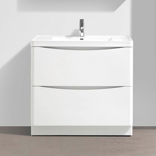 Synergy Kiev White Gloss 900mm Floor Mounted Vanity Unit and Basin