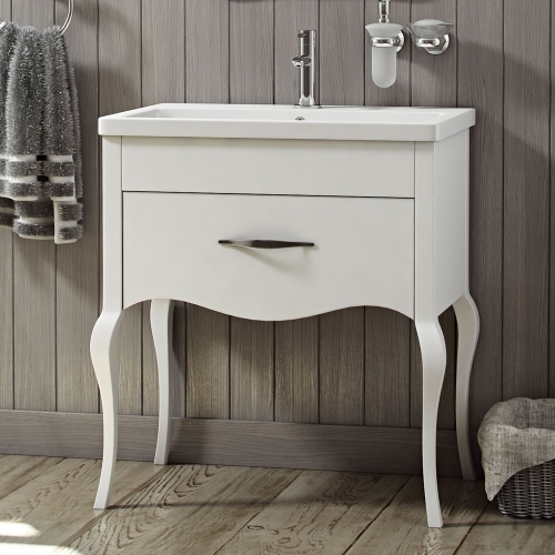 Synergy Paris White 800mm Floor Mounted Vanity Unit with Basin