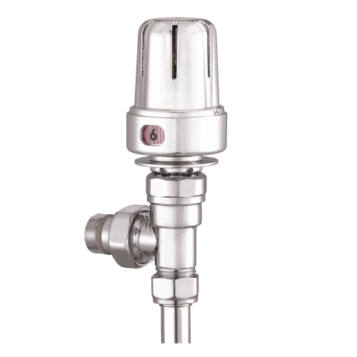 Arley Thermostatic Angled Radiator Valves Chrome - Pair