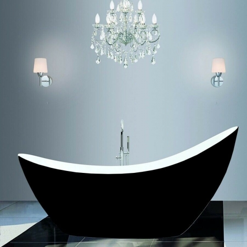 Synergy Modern Black Thin Edged Slipper Bath 1750 x 750 x 870mm 