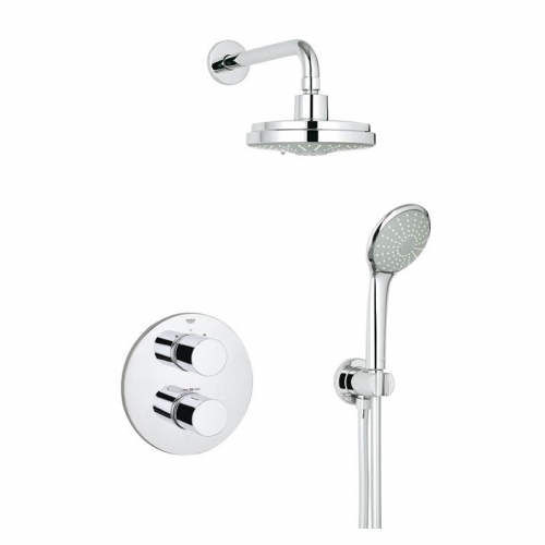 Grohtherm 3000 Shower Mixer With Rainshower Head - Cosmopolitan Perfect Shower Set 160