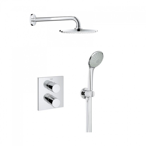 Grohtherm 3000 Shower Mixer With Rainshower Head - Cosmopolitan Perfect Shower Set 210