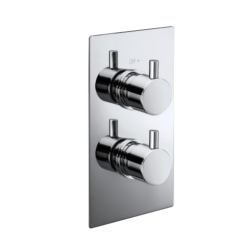 Synergy Twin Concealed Rectangular Shower Valve - Round Handles