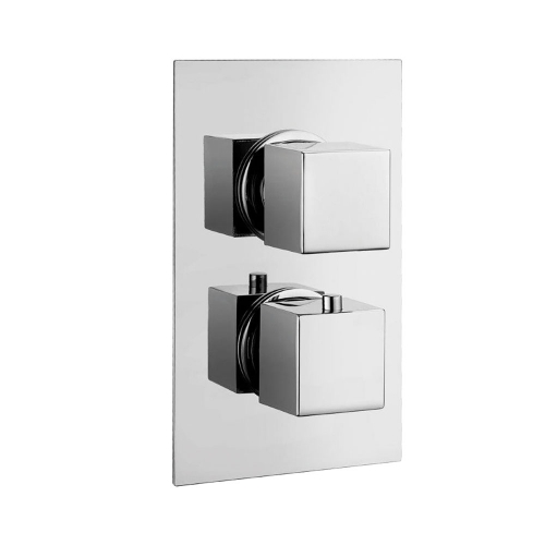 Synergy Twin Concealed Rectangular Shower Valve - Square Handles