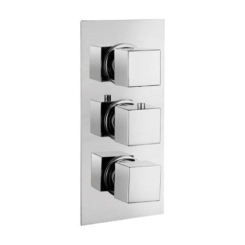 Synergy Triple Concealed Rectangular Shower Valve - Square Handles