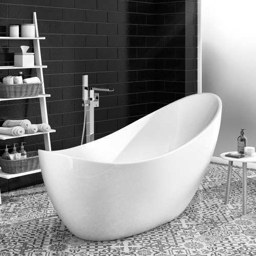 Synergy Modern White Thin Edged Slipper Bath 1750 x 750 x 870mm 