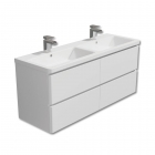 Synergy Linea White 1200mm Wall Mounted Vanity Unit and Double Basin