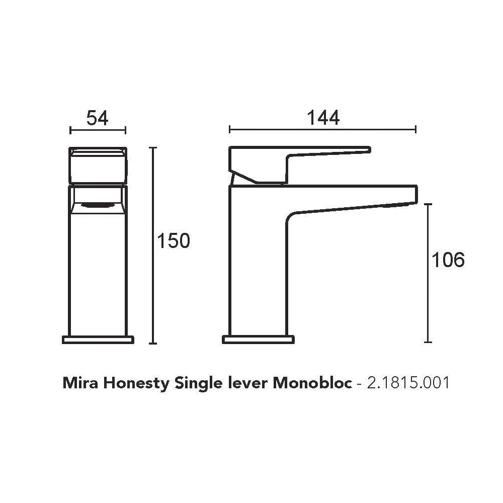 Mira Honesty Chrome Mono Bathroom Sink Basin Mixer Tap 2.1815.001
